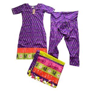 NWT UDD SHEESHA PURPLE DRESS & DUPATTA Salwar (SET OF 3) Women's size S Small